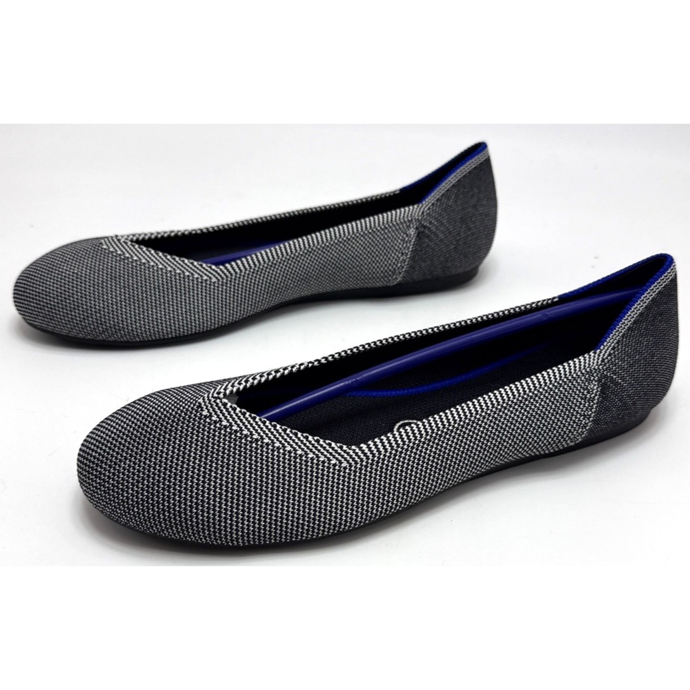 ROTHY'S The Flat Round-Toe Slip-on Knit Flats Gray Birdseye Womens Size 8.5